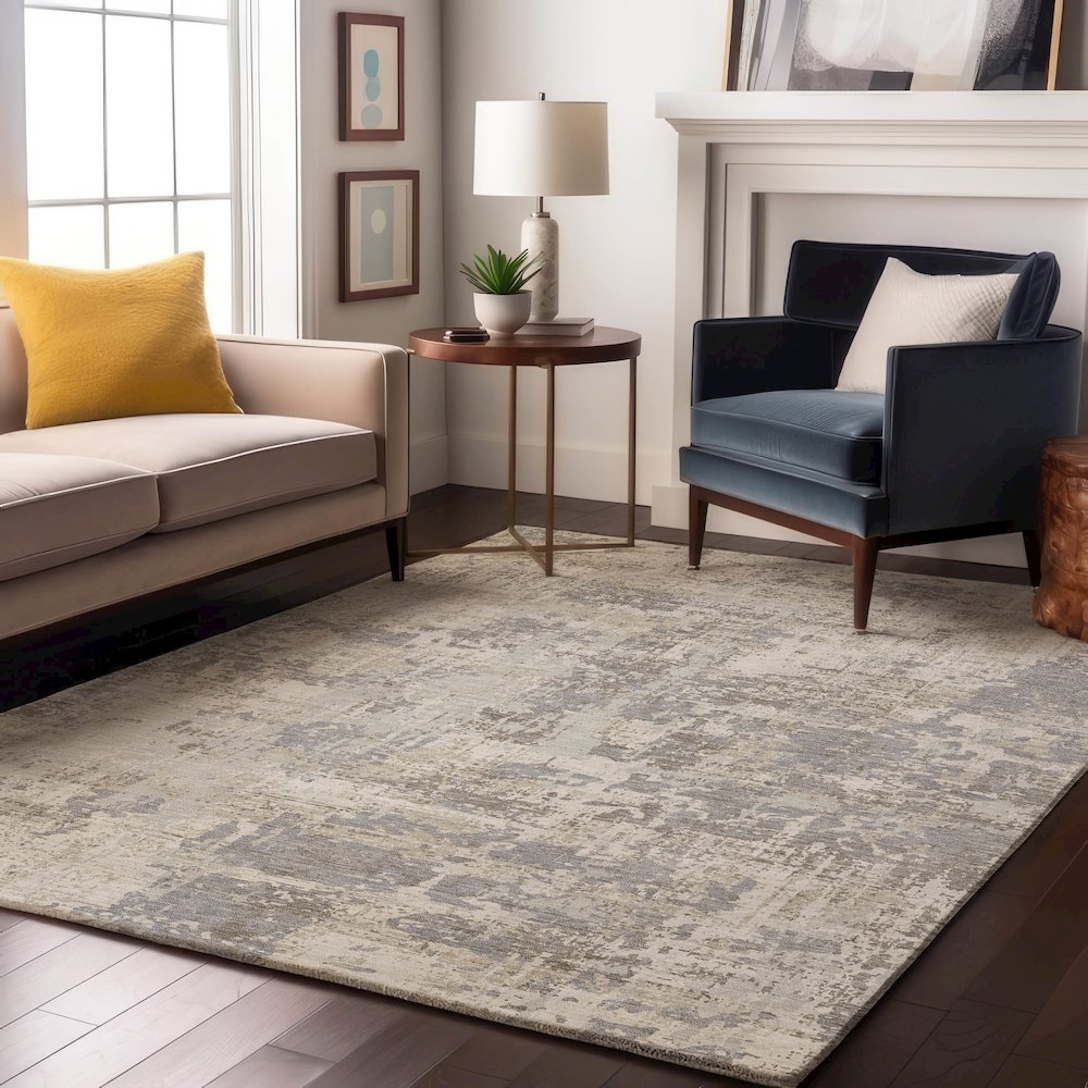 Premium Machine Washable Mayfield AMF1008 Ivory 10' x 14' Rug. Picture 5