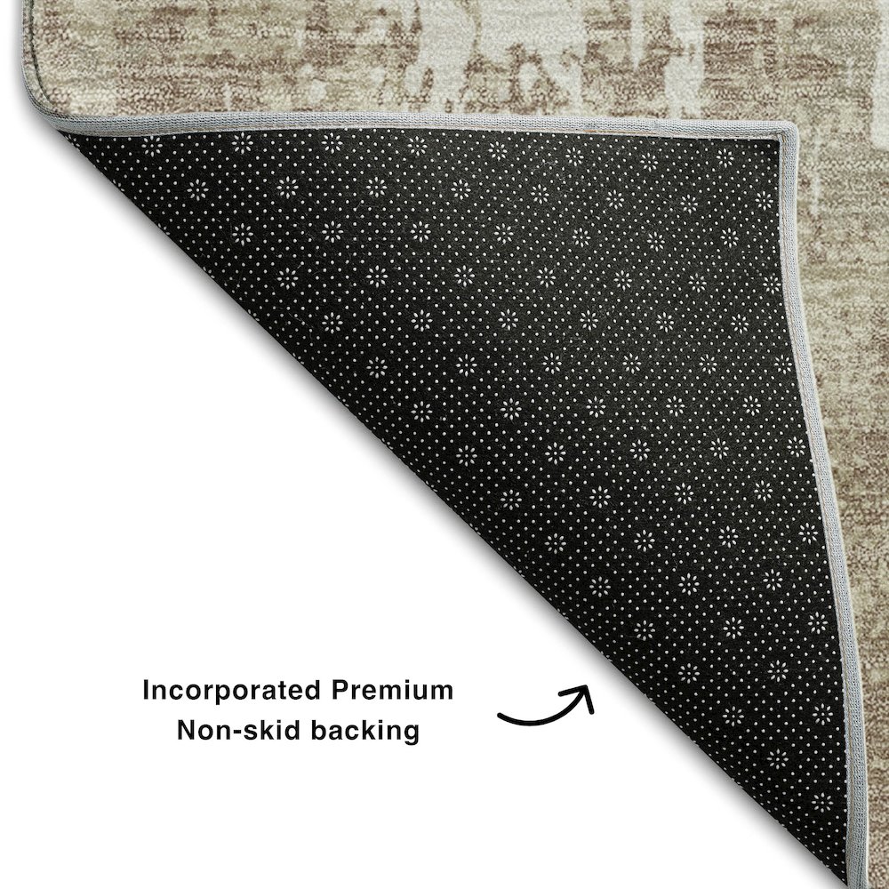 Premium Machine Washable Mayfield AMF1008 Taupe 8' x 8' Round Rug. Picture 2