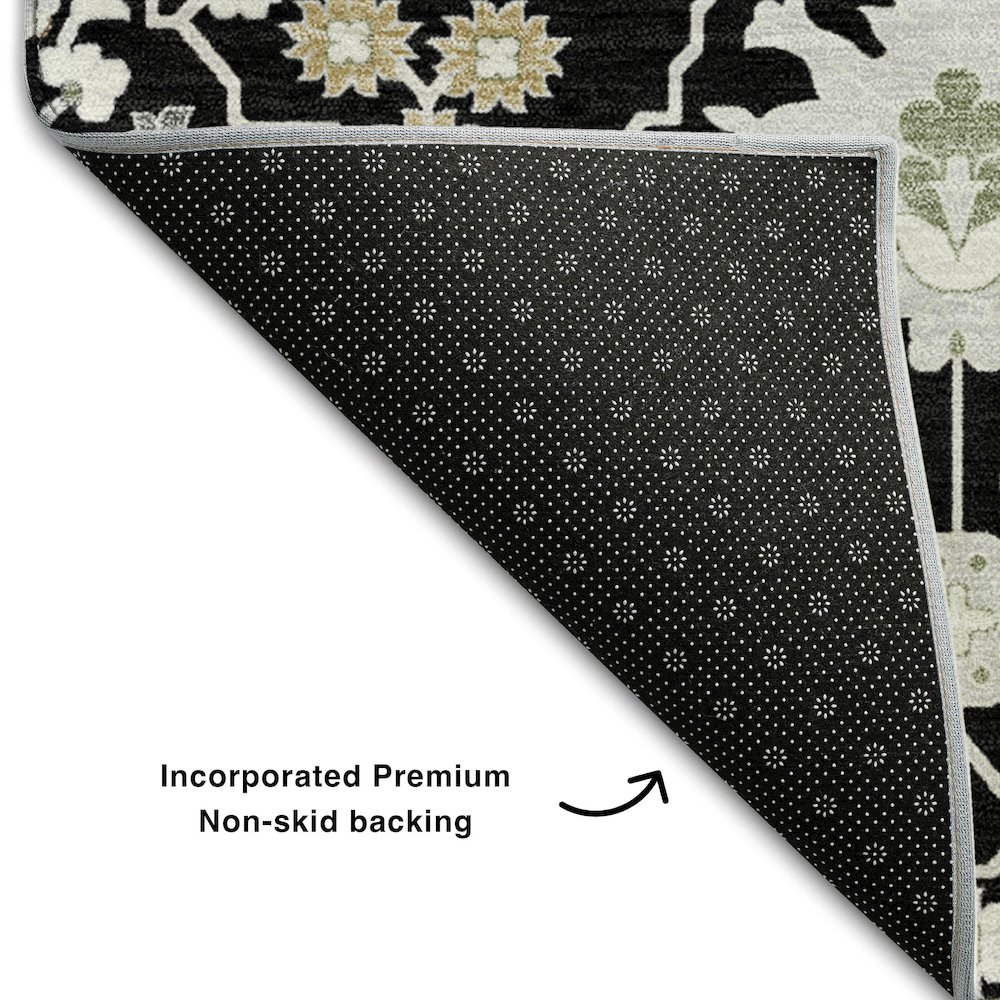 Premium Machine Washable Mayfield AMF1009 Black 8' x 8' Round Rug. Picture 2