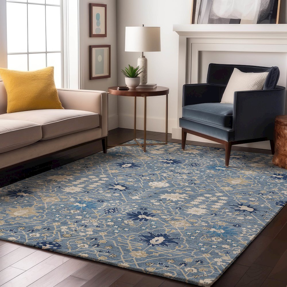 Premium Machine Washable Mayfield AMF1009 Denim 10' x 14' Rug. Picture 5