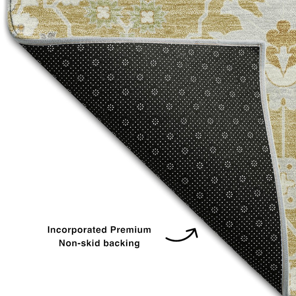 Premium Machine Washable Mayfield AMF1009 Gold 8' x 8' Round Rug. Picture 2