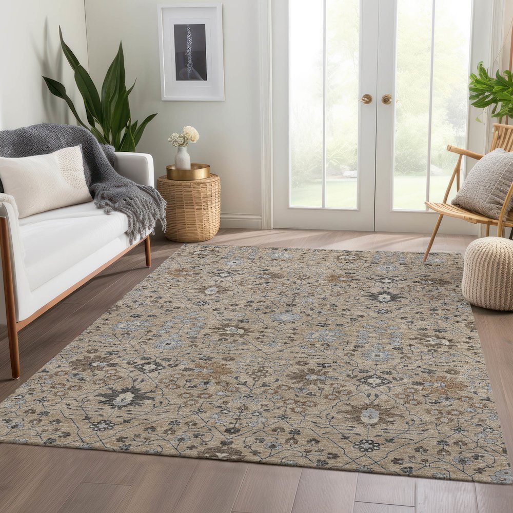 Premium Machine Washable Mayfield AMF1009 Taupe 10' x 14' Rug. Picture 6