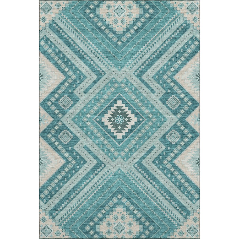 Premium Machine Washable Mayfield AMF1010 Teal 10' x 14' Rug. Picture 1