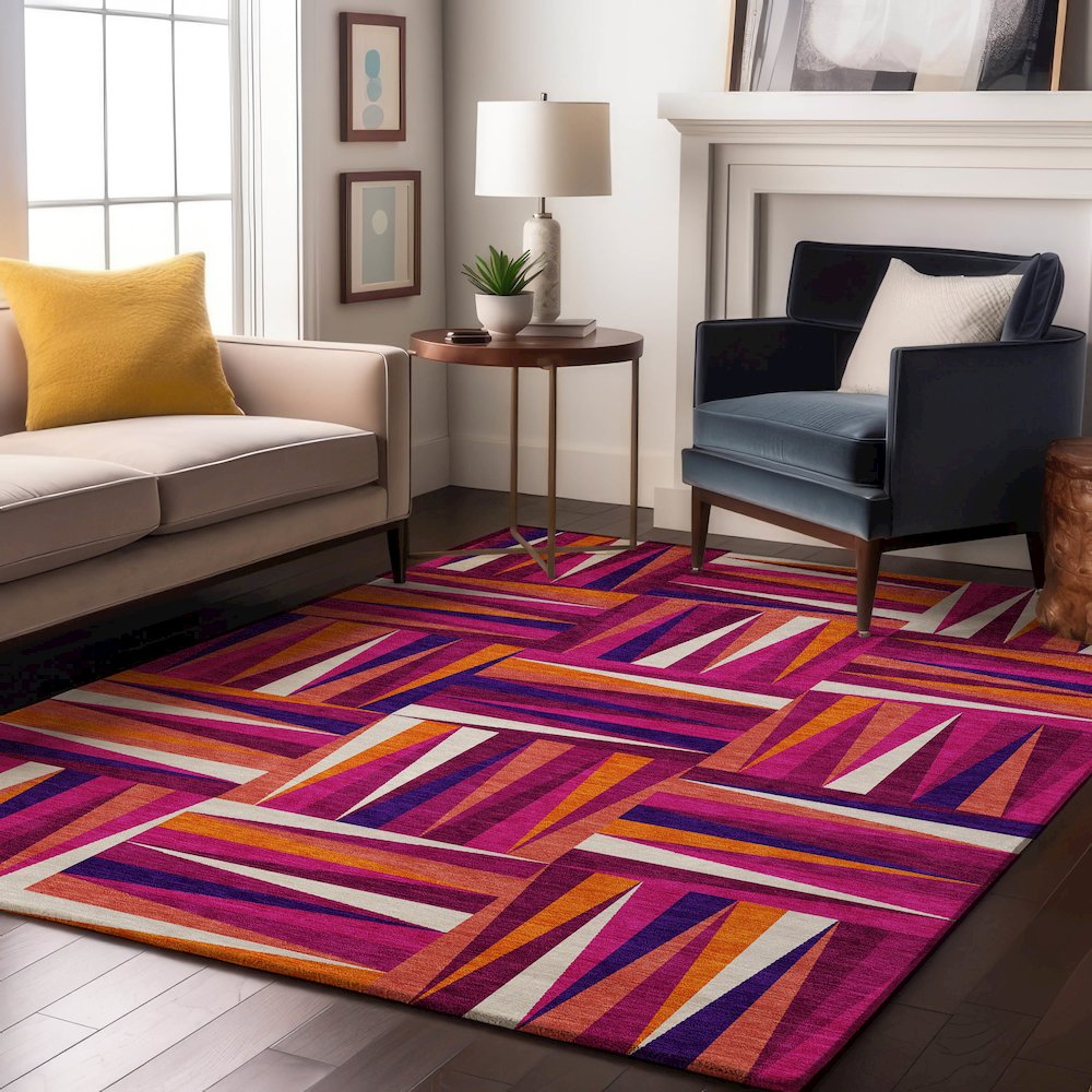 Premium Machine Washable Mayfield AMF1012 Garnet 10' x 14' Rug. Picture 5