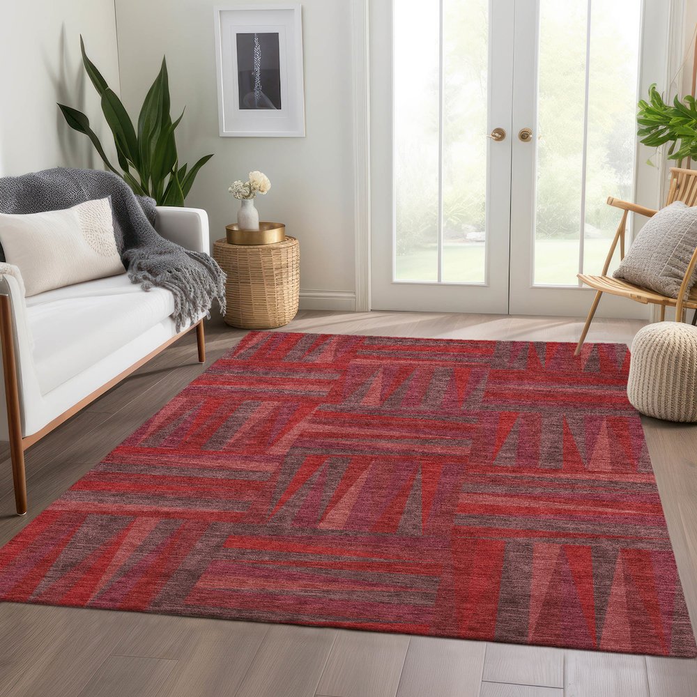 Premium Machine Washable Mayfield AMF1012 Red 10' x 14' Rug. Picture 6