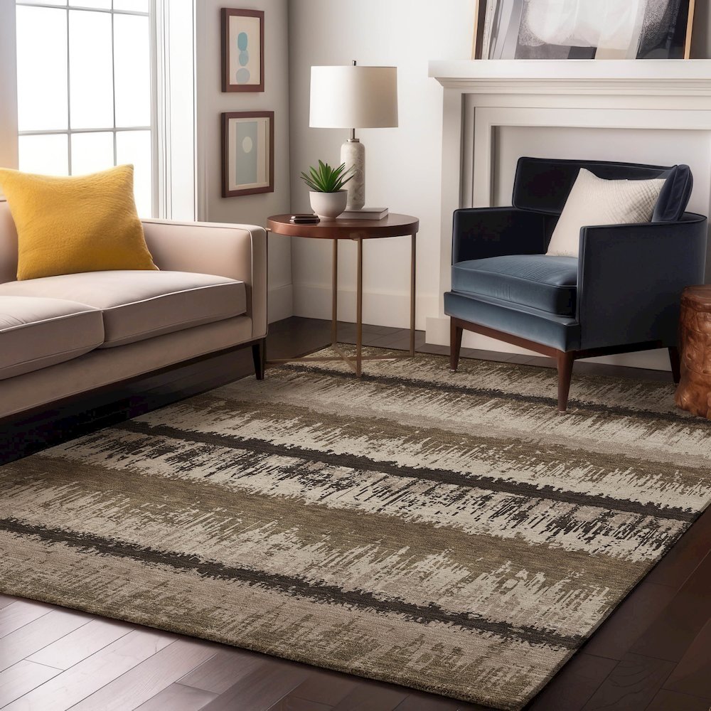 Premium Machine Washable Mayfield AMF1013 Brown 10' x 14' Rug. Picture 5