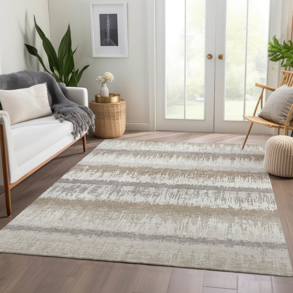 Premium Machine Washable Mayfield AMF1013 Ivory 10' x 14' Rug. Picture 6