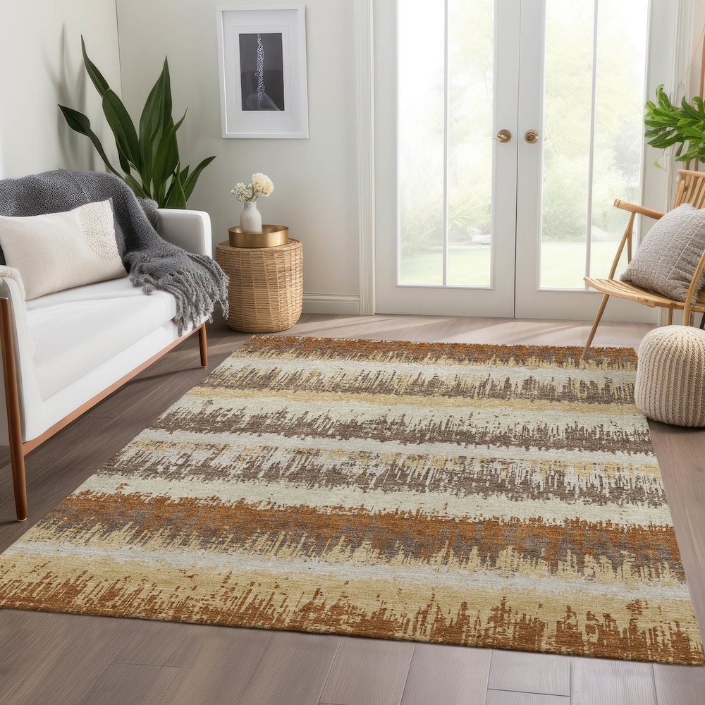 Premium Machine Washable Mayfield AMF1013 Mocha 10' x 14' Rug. Picture 6