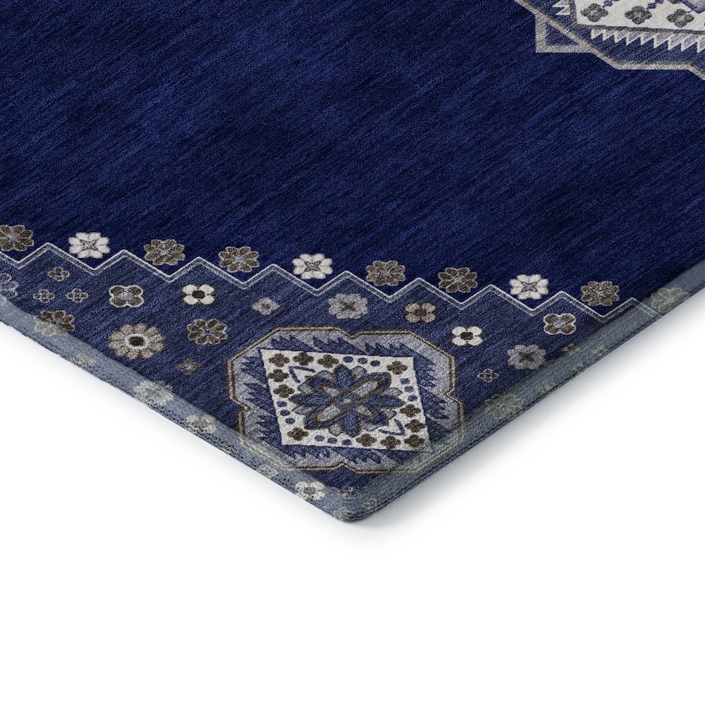 Premium Machine Washable Mayfield AMF1014 Navy 8' x 8' Round Rug. Picture 3