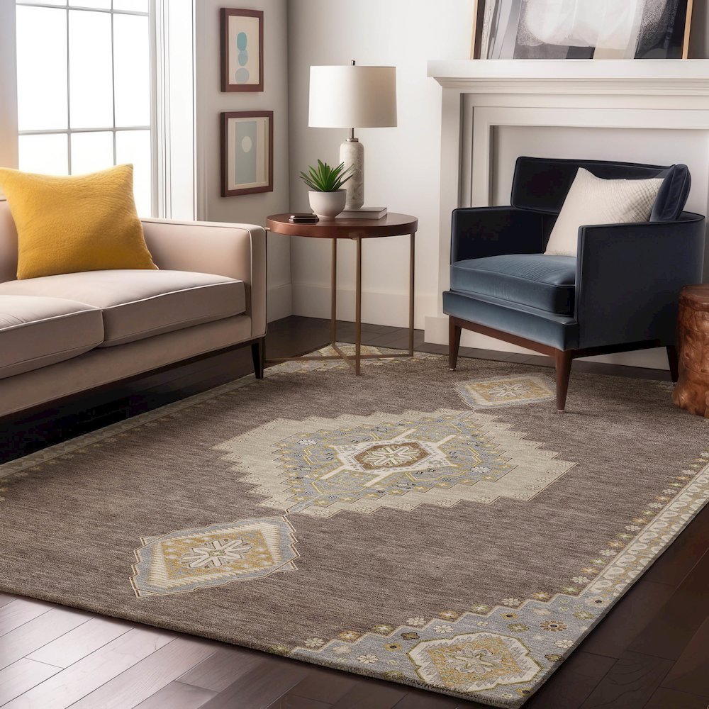 Premium Machine Washable Mayfield AMF1014 Taupe 10' x 14' Rug. Picture 5
