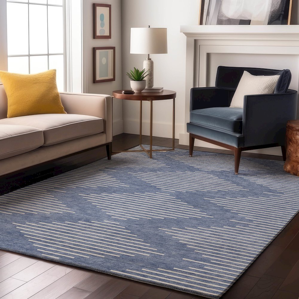 Premium Machine Washable Mayfield AMF1016 Denim 10' x 14' Rug. Picture 5