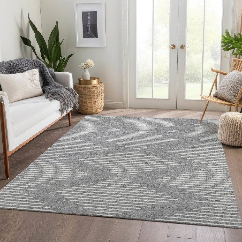 Premium Machine Washable Mayfield AMF1016 Gray 10' x 14' Rug. Picture 6