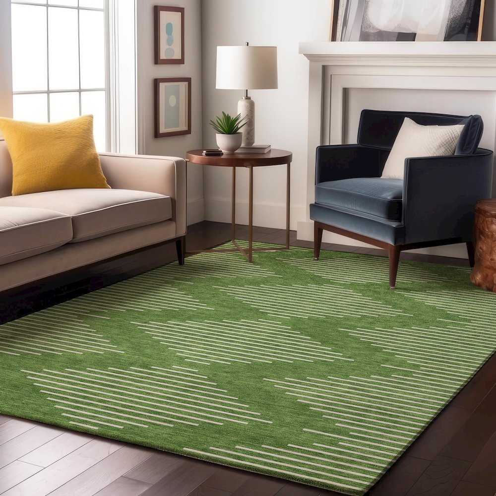 Premium Machine Washable Mayfield AMF1016 Green 10' x 14' Rug. Picture 5