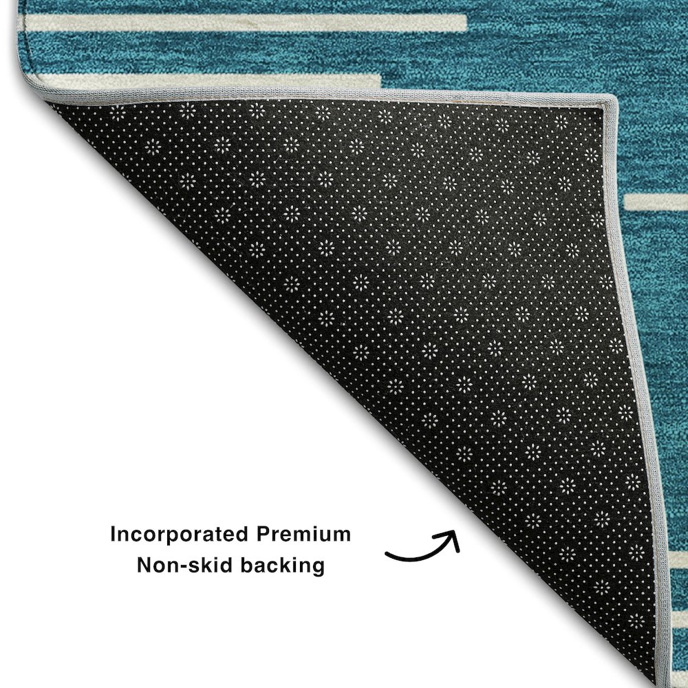 Premium Machine Washable Mayfield AMF1016 Teal 8' x 8' Round Rug. Picture 2