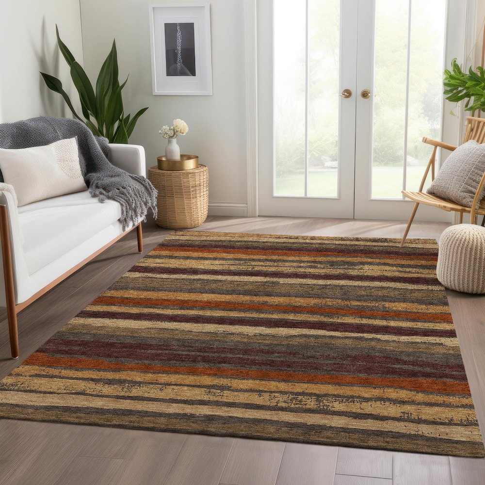 Premium Machine Washable Mayfield AMF1019 Chocolate 10' x 14' Rug. Picture 6