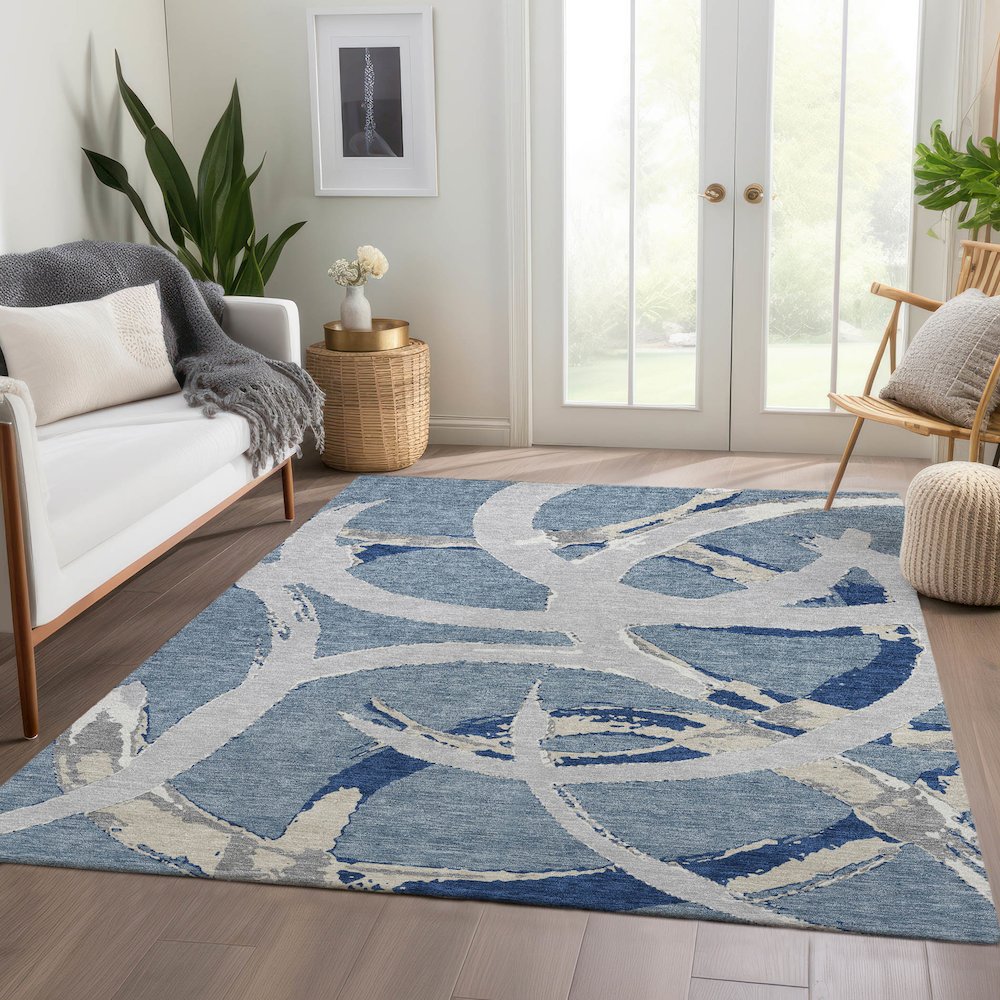 Premium Machine Washable Mayfield AMF1022 Denim 10' x 14' Rug. Picture 6