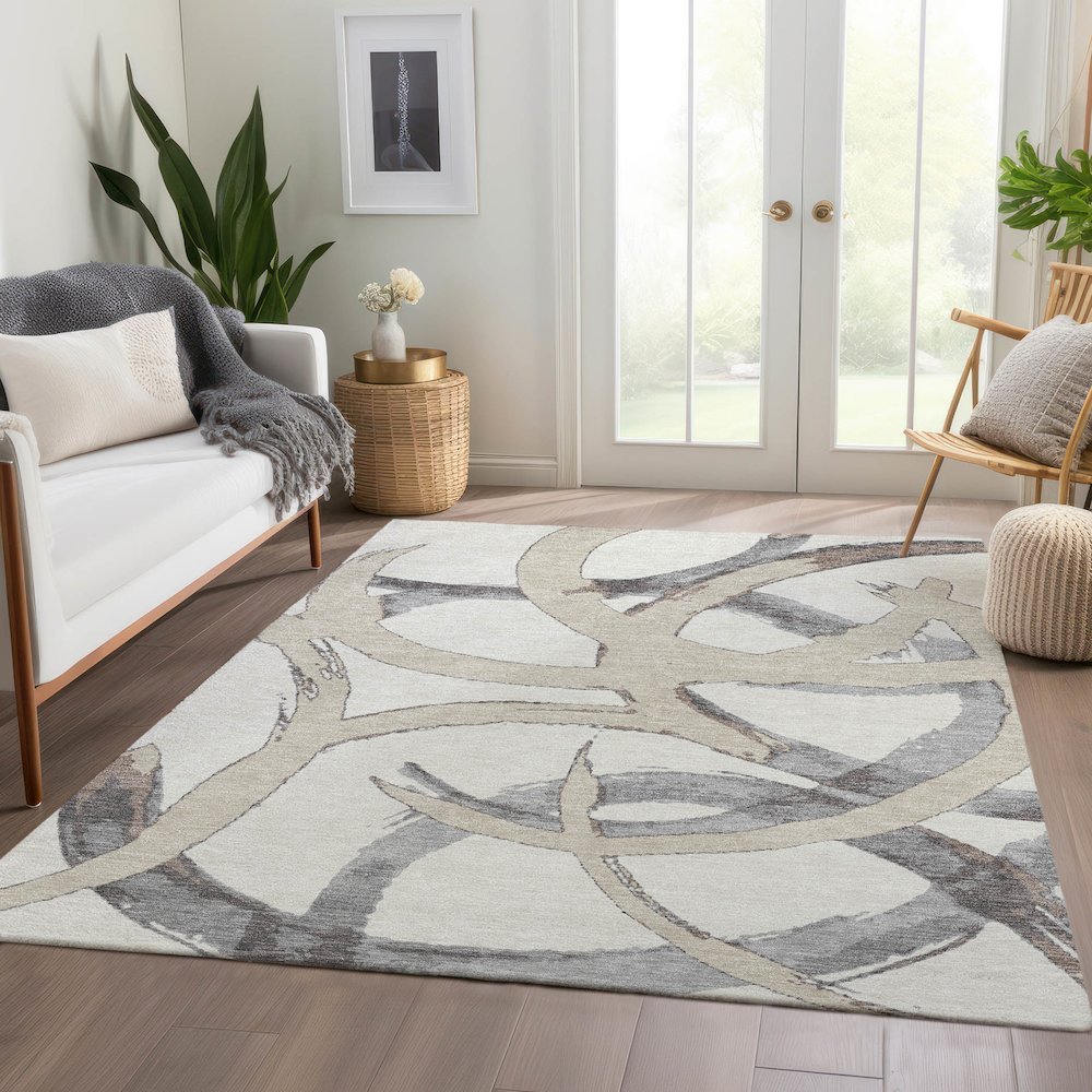 Premium Machine Washable Mayfield AMF1022 Ivory 10' x 14' Rug. Picture 6