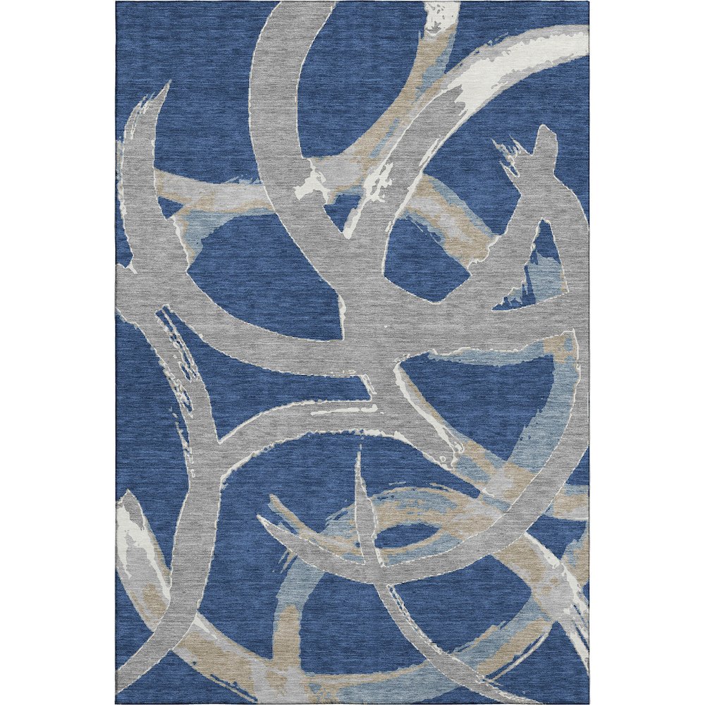 Premium Machine Washable Mayfield AMF1022 Navy 10' x 14' Rug. Picture 1