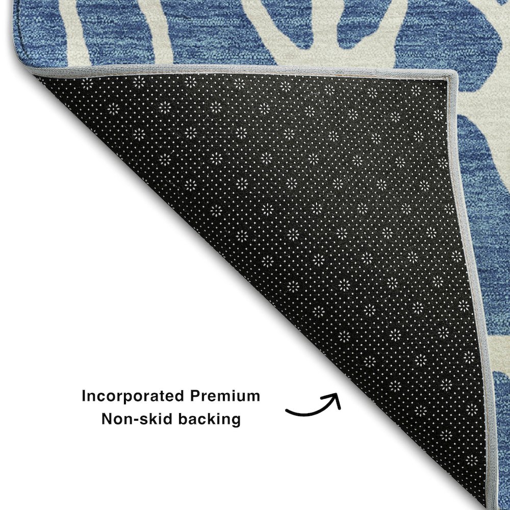 Premium Machine Washable Mayfield AMF1024 Blue 8' x 8' Round Rug. Picture 2