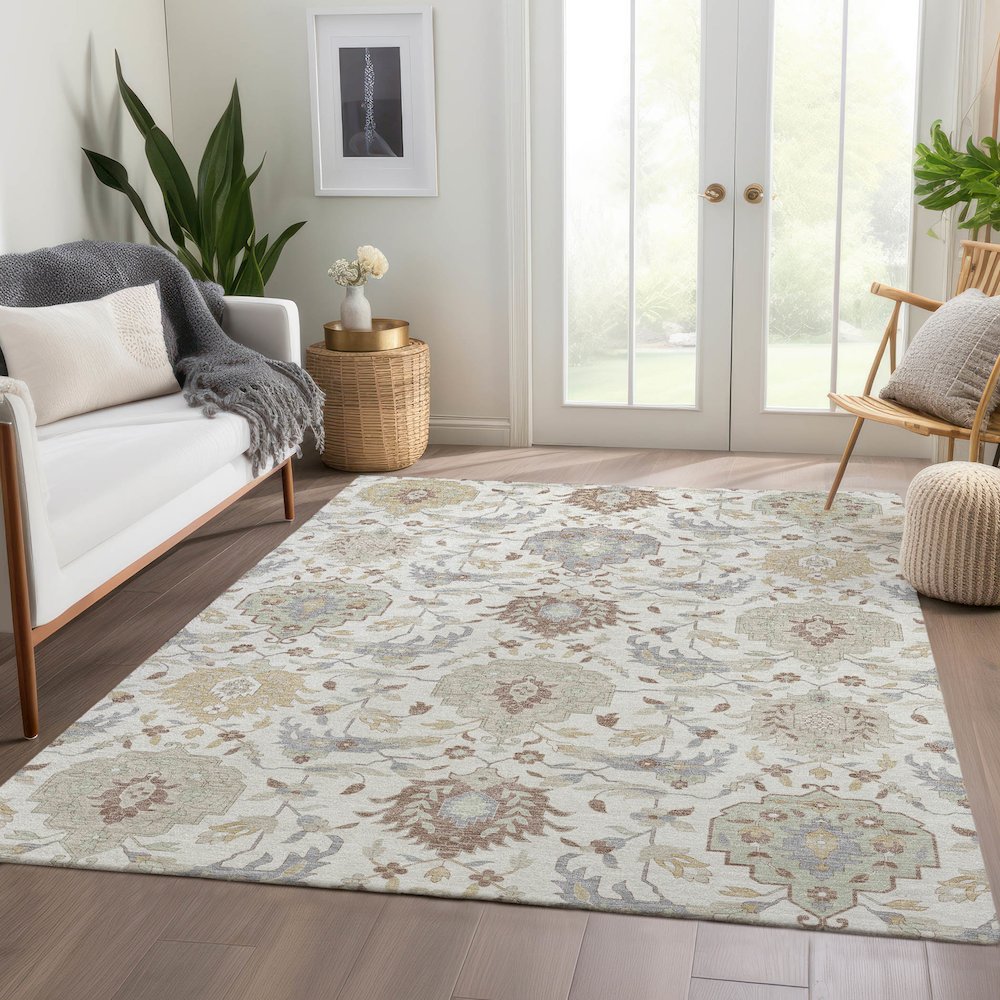 Premium Machine Washable Mayfield AMF1026 Ivory 10' x 14' Rug. Picture 6