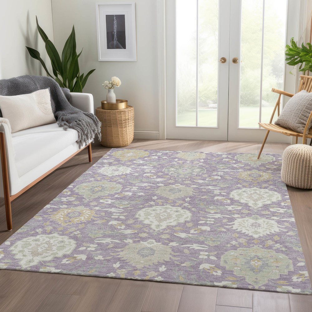 Premium Machine Washable Mayfield AMF1026 Lavender 10' x 14' Rug. Picture 6