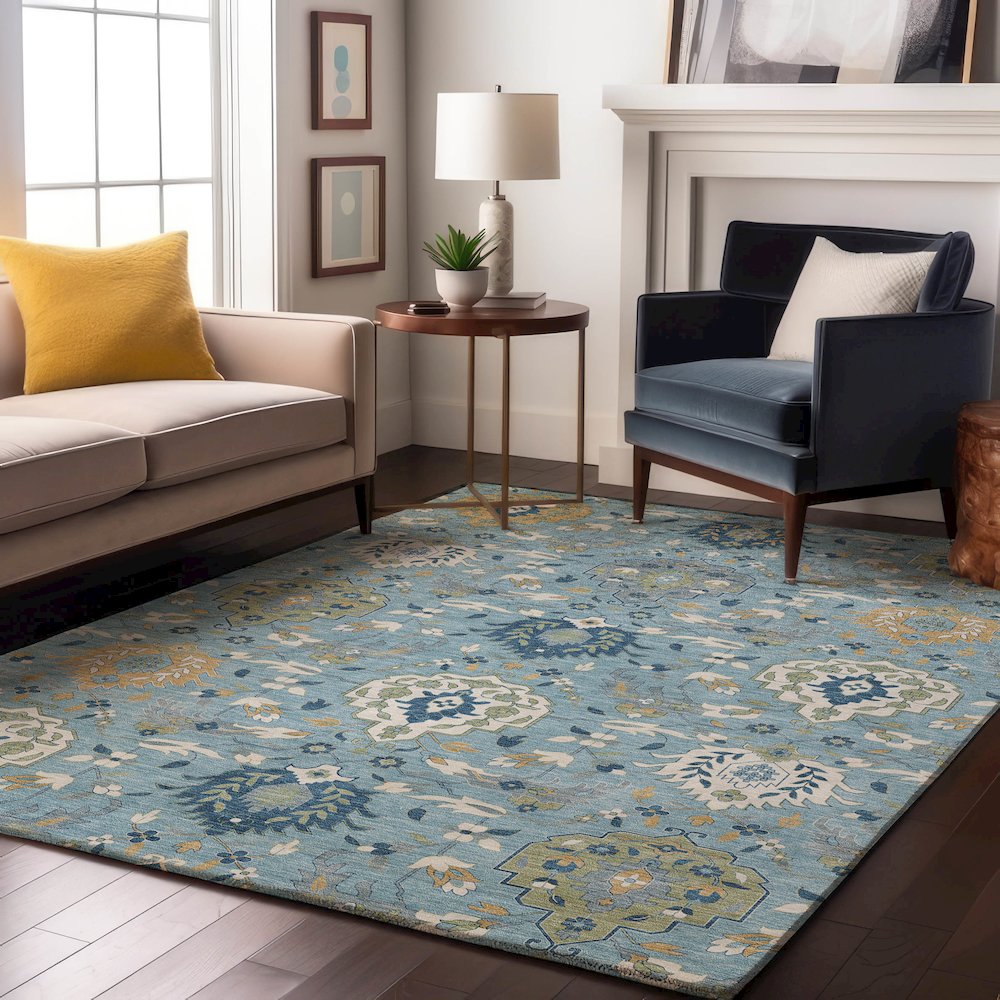 Premium Machine Washable Mayfield AMF1026 Sky 10' x 14' Rug. Picture 5