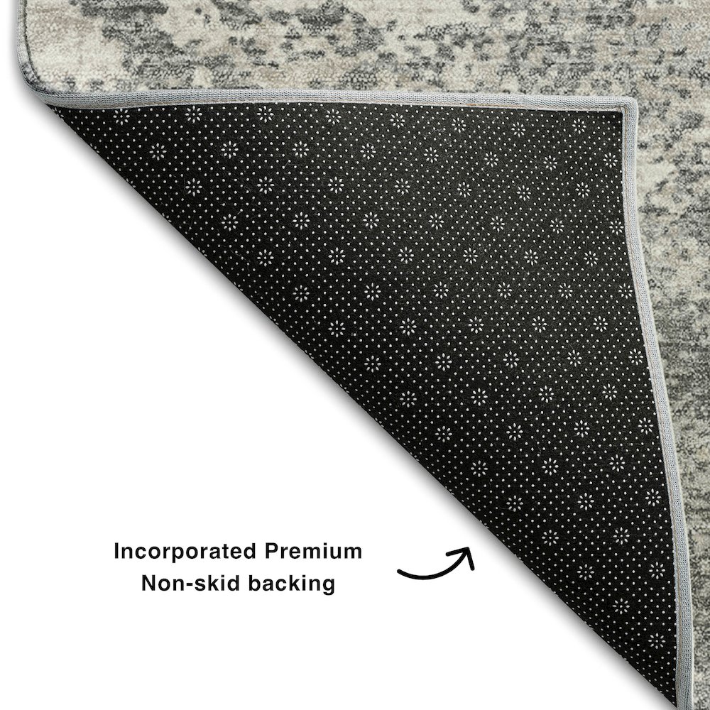 Premium Machine Washable Mayfield AMF1027 Gray 8' x 8' Round Rug. Picture 2