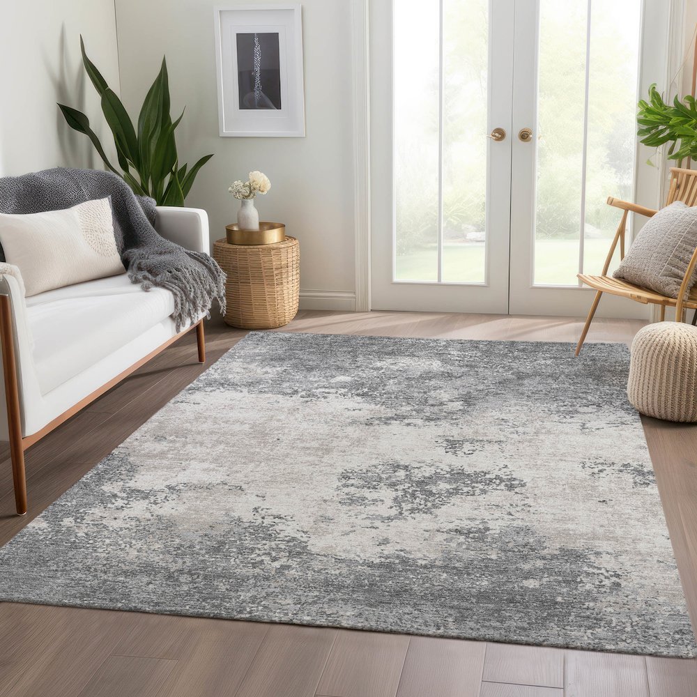 Premium Machine Washable Mayfield AMF1027 Gray 10' x 14' Rug. Picture 6