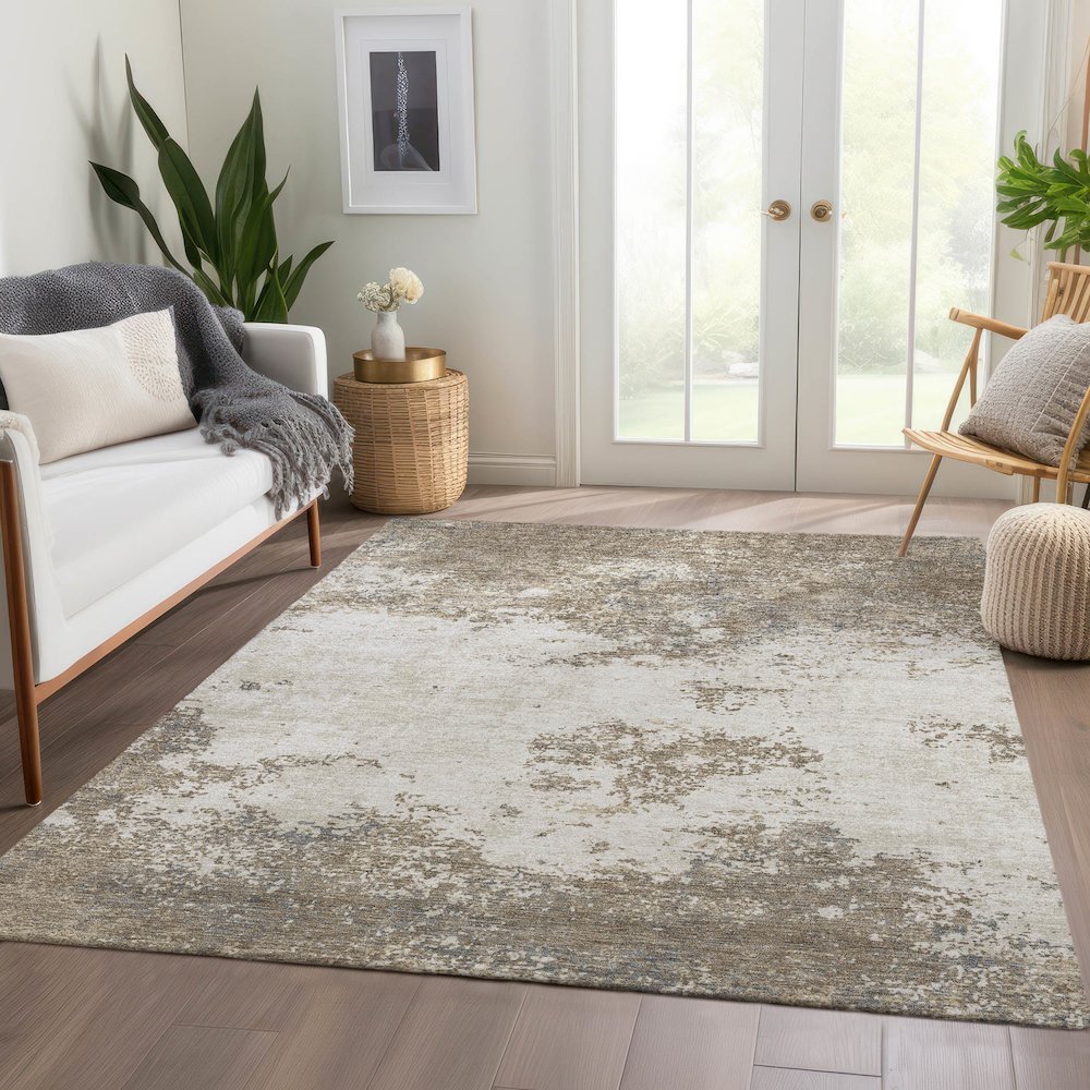 Premium Machine Washable Mayfield AMF1027 Taupe 10' x 14' Rug. Picture 6