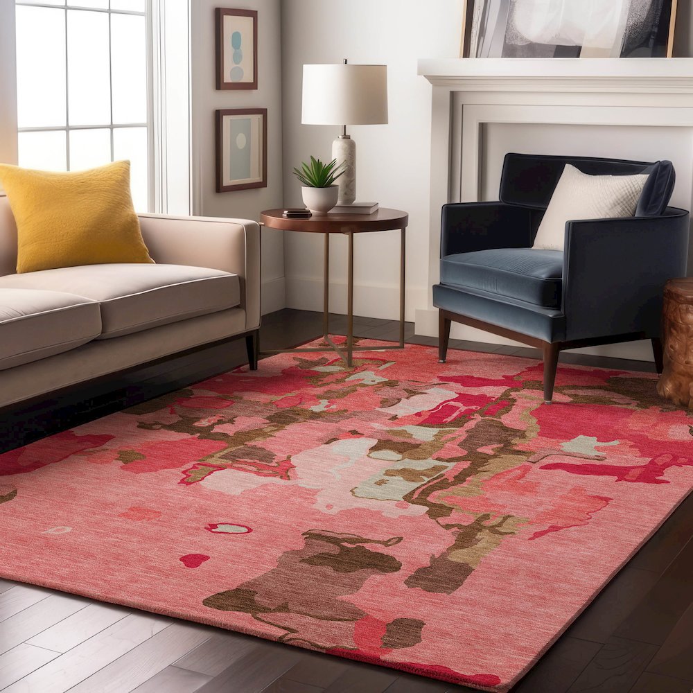 Premium Machine Washable Mayfield AMF1028 Coral 10' x 14' Rug. Picture 5