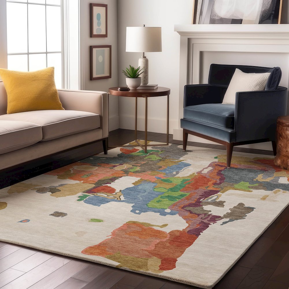 Premium Machine Washable Mayfield AMF1028 Ivory 10' x 14' Rug. Picture 5