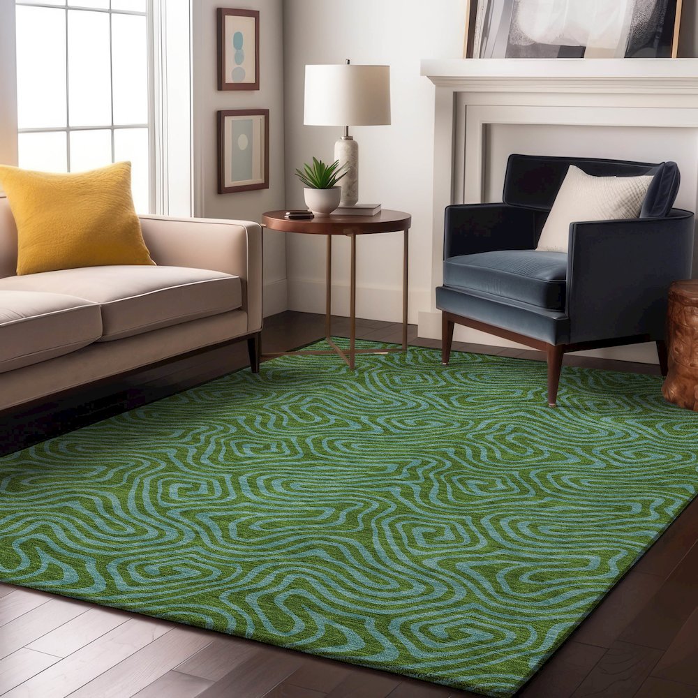 Premium Machine Washable Mayfield AMF1031 Green 10' x 14' Rug. Picture 5