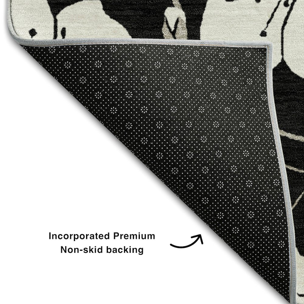 Premium Machine Washable Mayfield AMF1032 Black 8' x 8' Round Rug. Picture 2