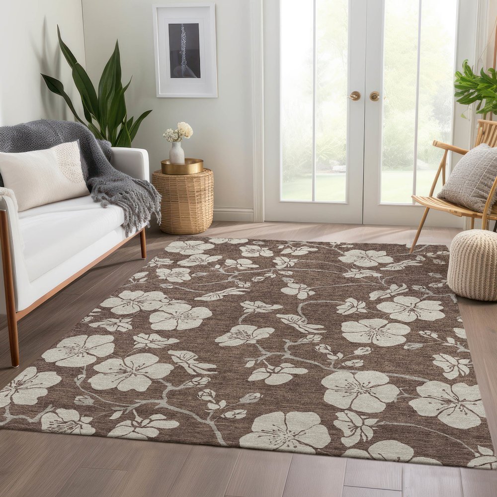 Premium Machine Washable Mayfield AMF1032 Brown 10' x 14' Rug. Picture 6