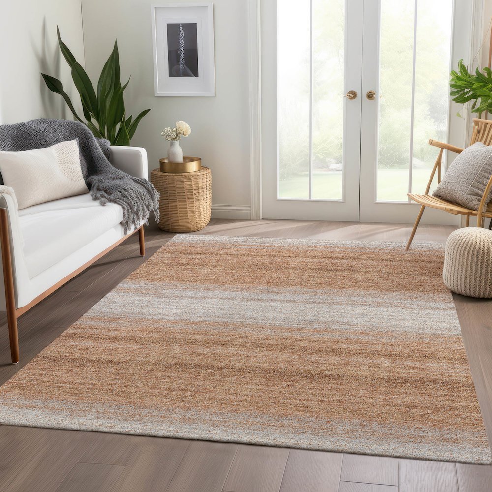 Premium Machine Washable Mayfield AMF1033 Copper 10' x 14' Rug. Picture 6
