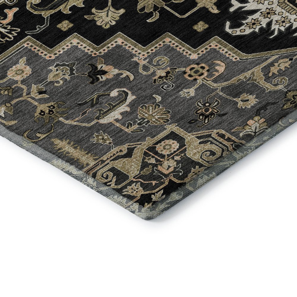 Premium Machine Washable Mayfield AMF1036 Black 8' x 8' Round Rug. Picture 3