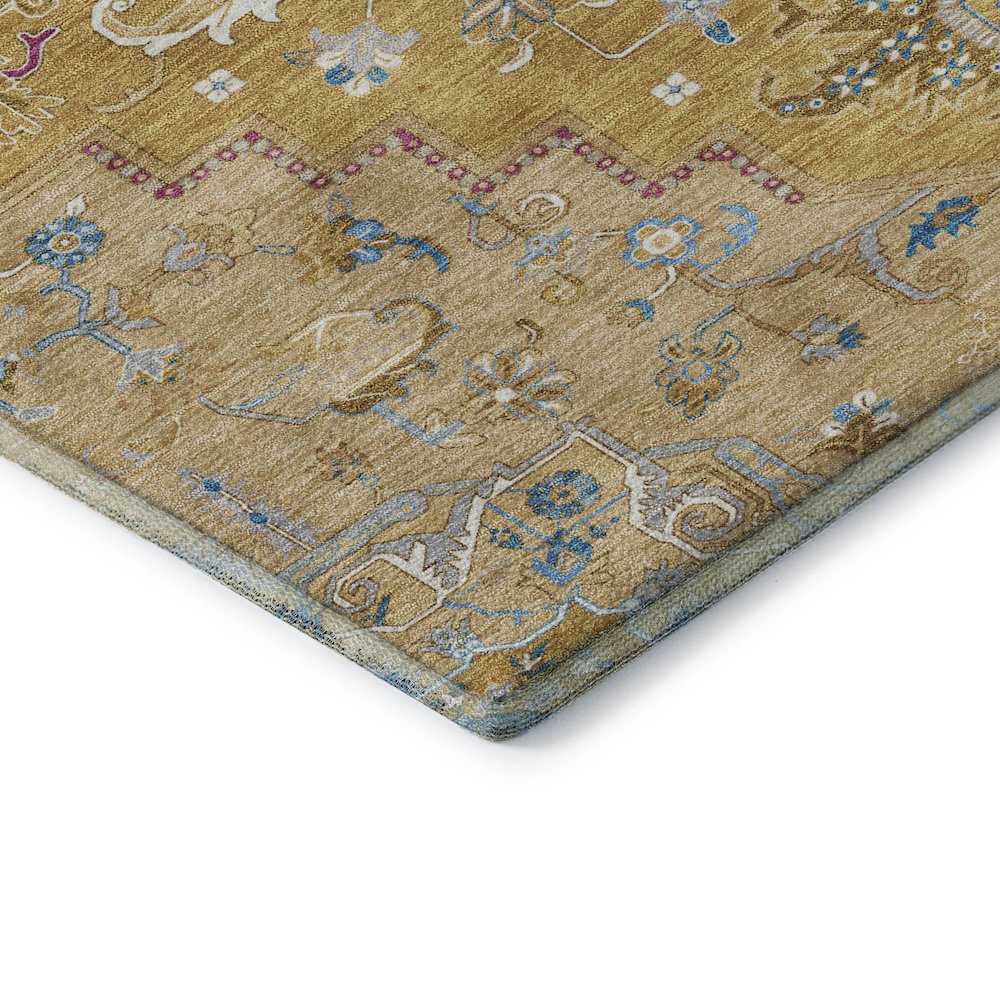 Premium Machine Washable Mayfield AMF1036 Gold 8' x 8' Round Rug. Picture 3