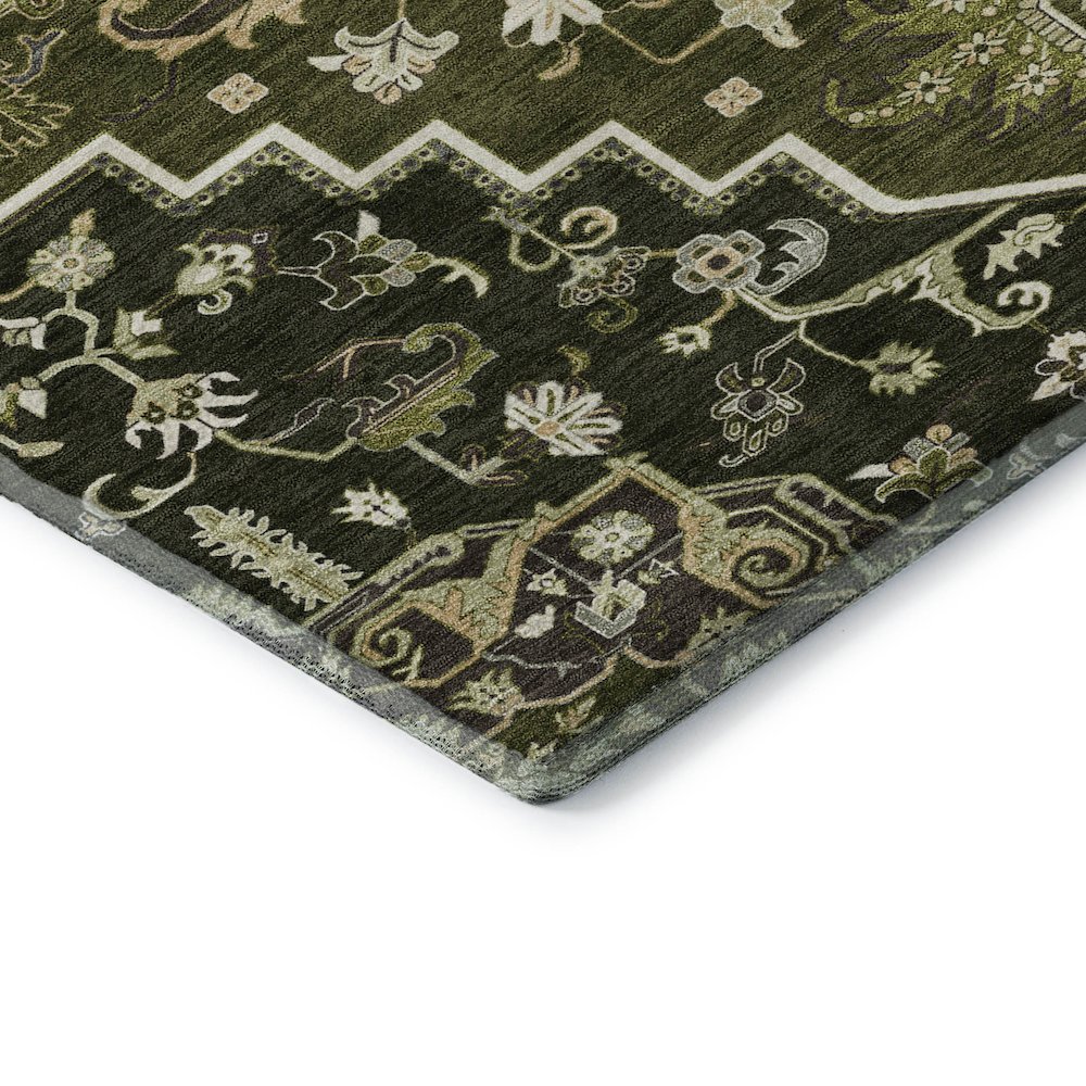 Premium Machine Washable Mayfield AMF1036 Olive 8' x 8' Round Rug. Picture 3
