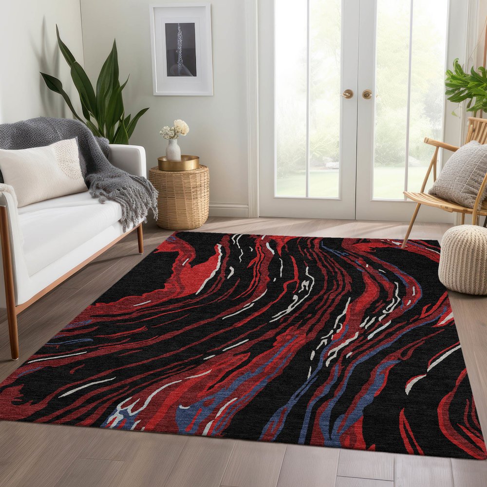 Premium Machine Washable Mayfield AMF1037 Black 10' x 14' Rug. Picture 6