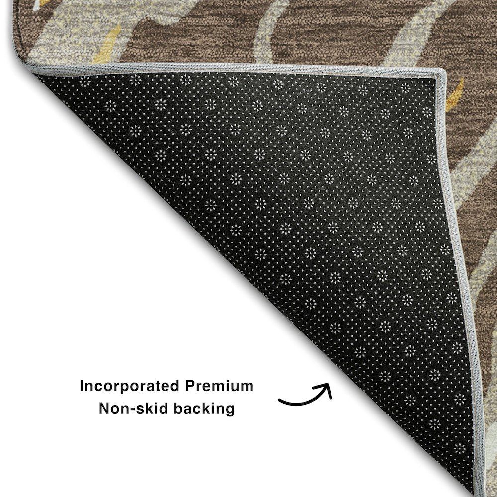 Premium Machine Washable Mayfield AMF1037 Brown 8' x 8' Round Rug. Picture 2