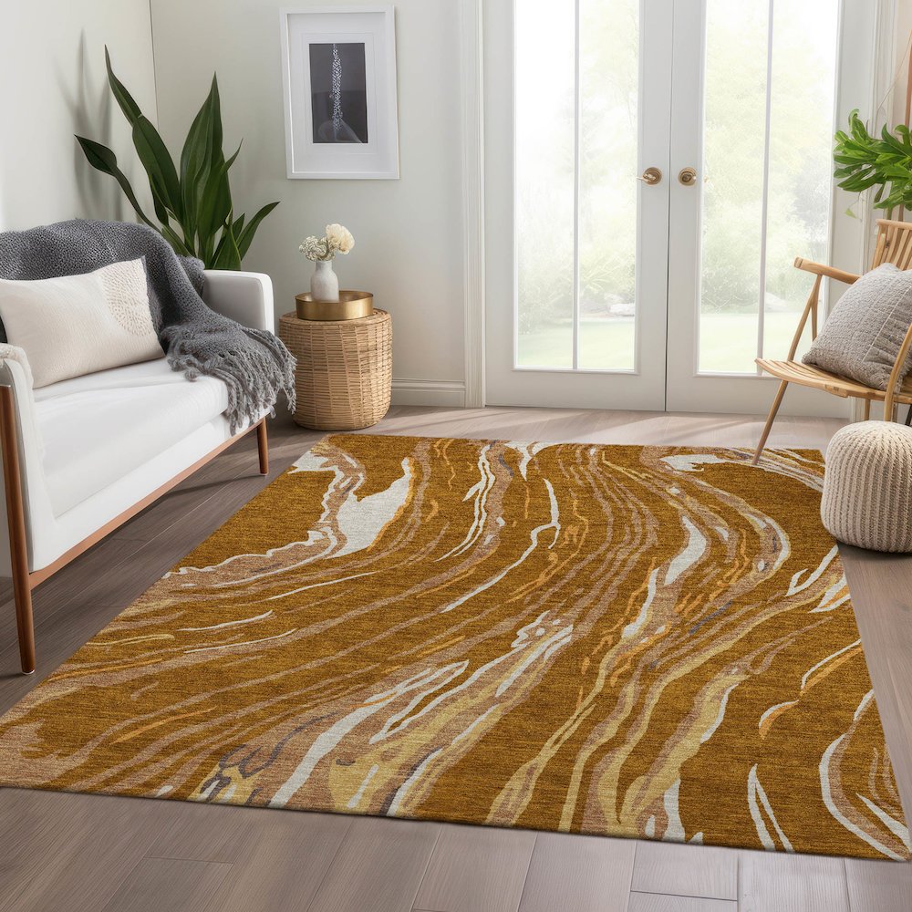 Premium Machine Washable Mayfield AMF1037 Paprika 10' x 14' Rug. Picture 6