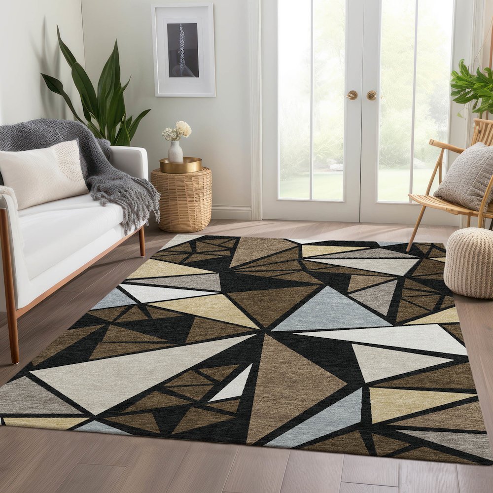 Premium Machine Washable Mayfield AMF1039 Brown 10' x 14' Rug. Picture 6