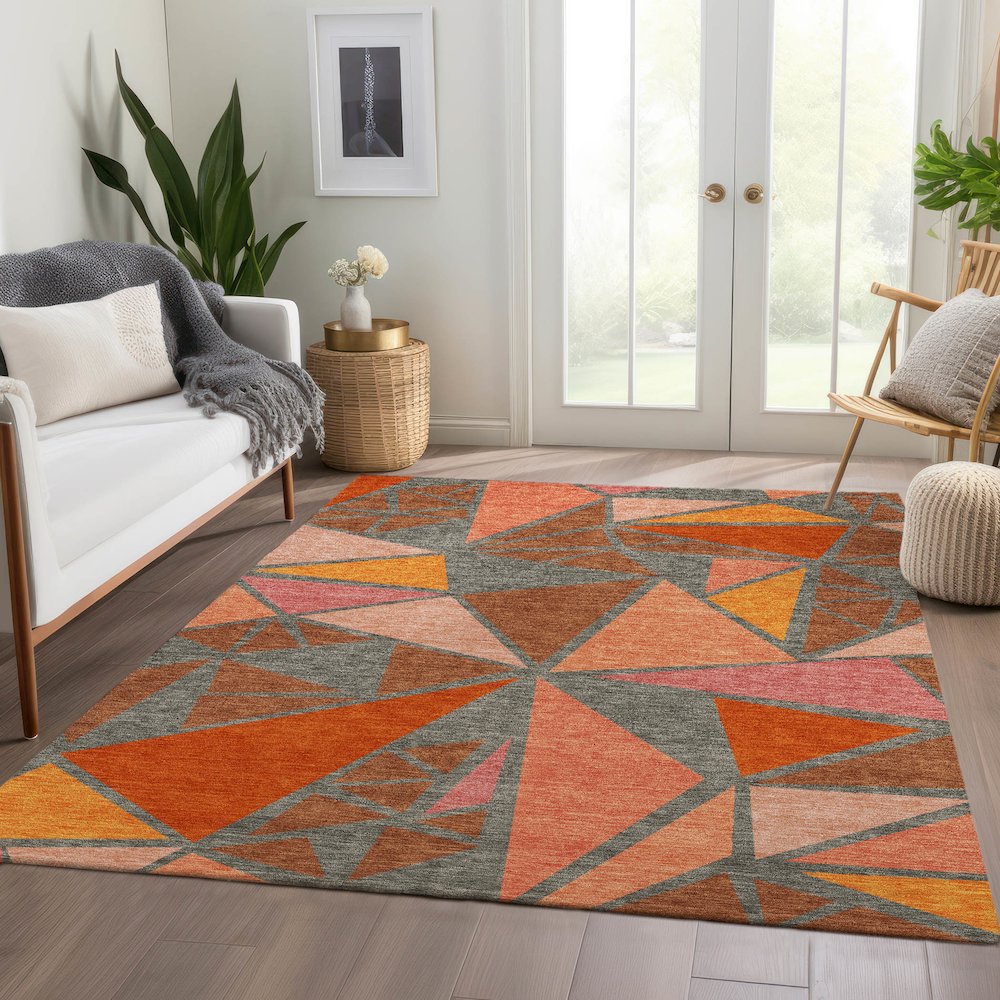 Premium Machine Washable Mayfield AMF1039 Rust 10' x 14' Rug. Picture 6