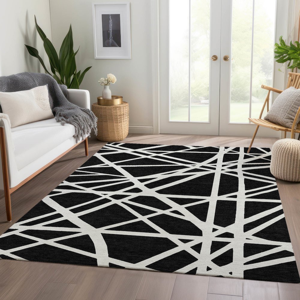 Premium Machine Washable Mayfield AMF1040 Black 10' x 14' Rug. Picture 6