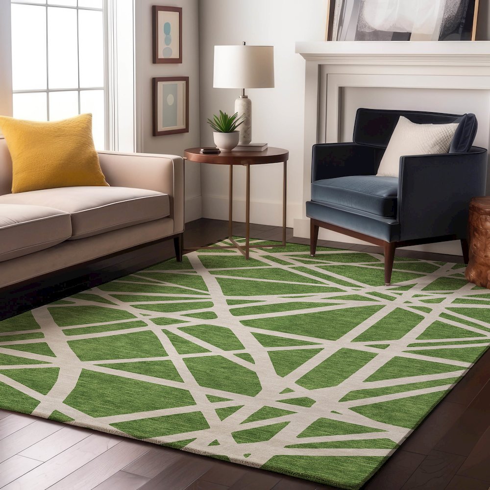 Premium Machine Washable Mayfield AMF1040 Green 10' x 14' Rug. Picture 5