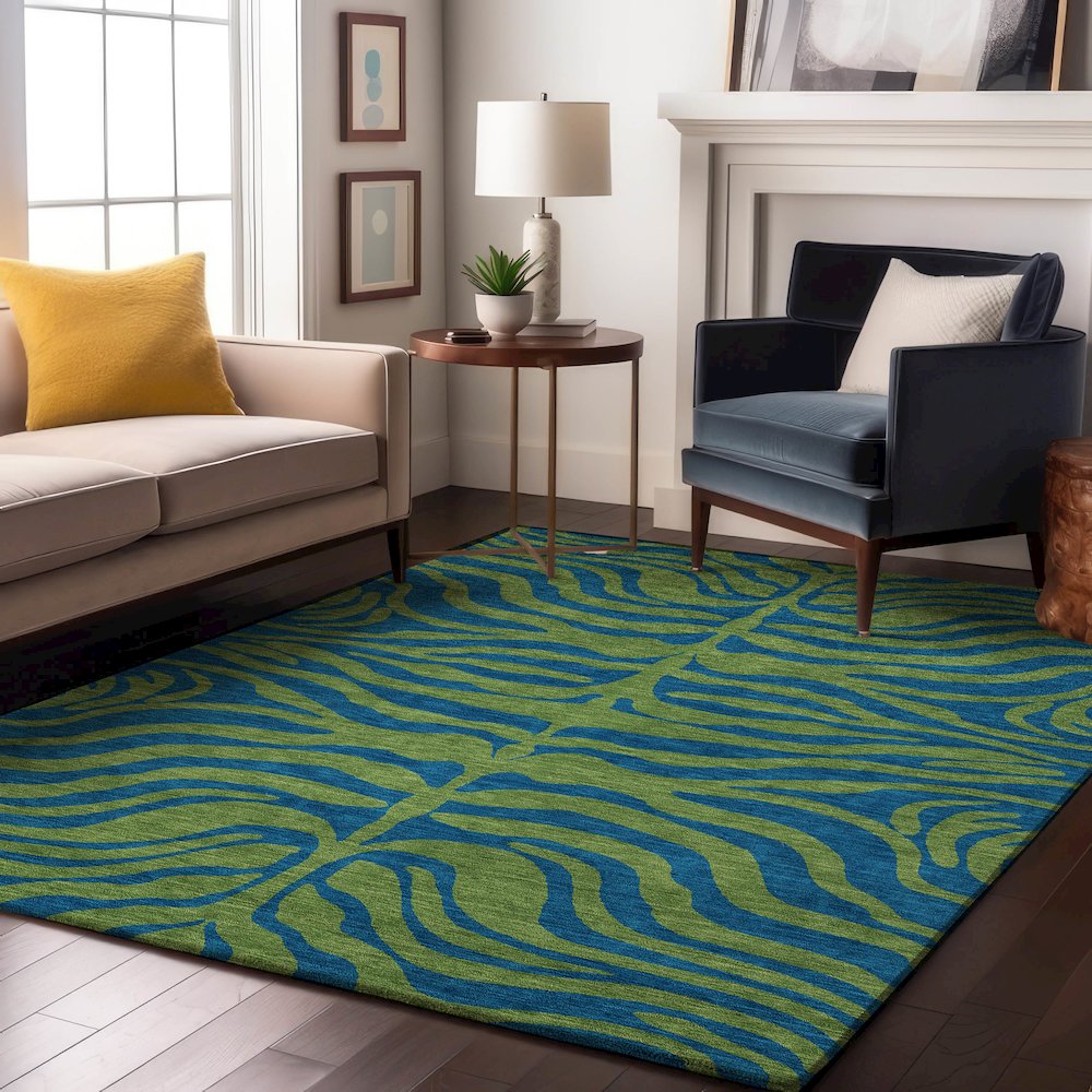 Premium Machine Washable Mayfield AMF1043 Green 10' x 14' Rug. Picture 5