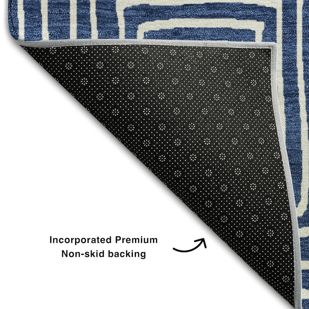 Premium Machine Washable Mayfield AMF1044 Navy 8' x 8' Round Rug. Picture 2