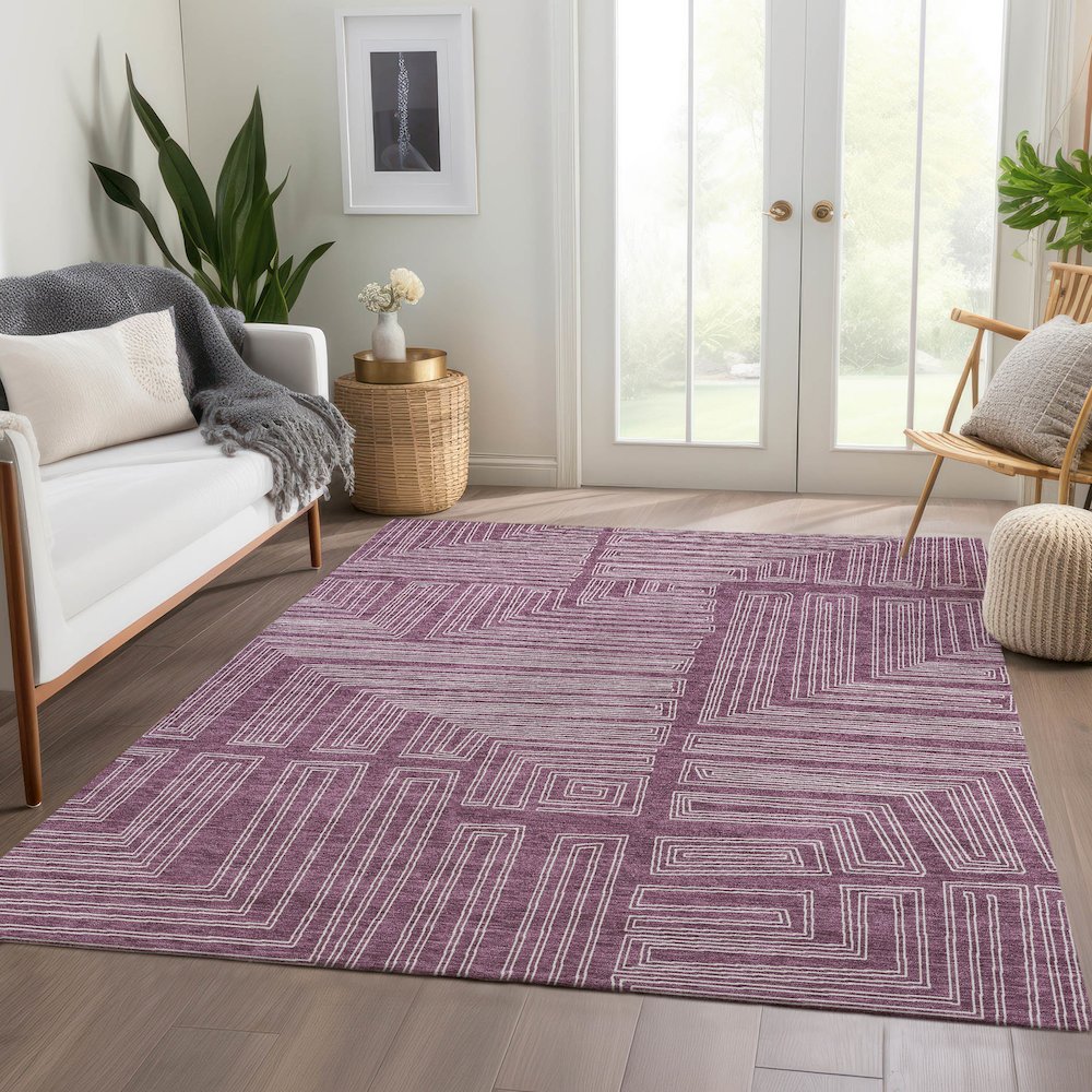 Premium Machine Washable Mayfield AMF1045 Eggplant 10' x 14' Rug. Picture 6