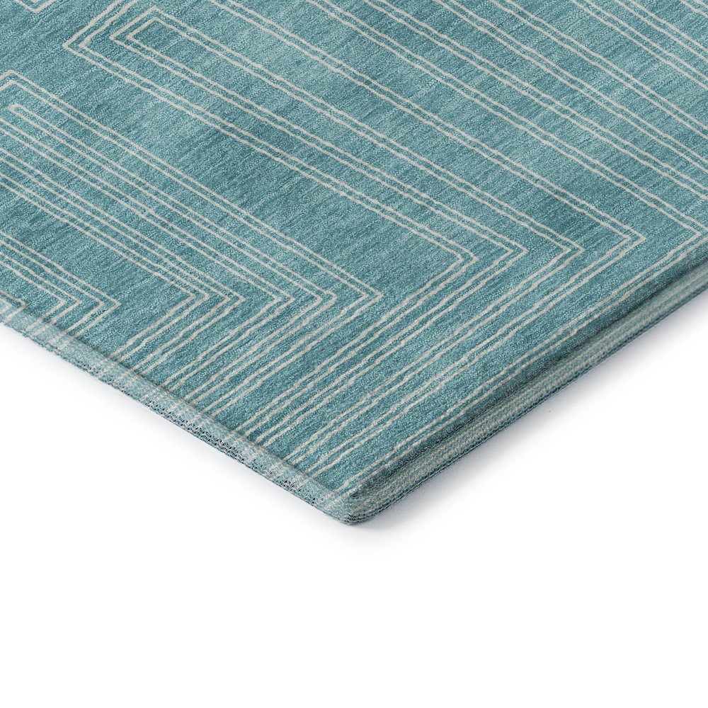 Premium Machine Washable Mayfield AMF1045 Turquoise 8' x 8' Round Rug. Picture 3