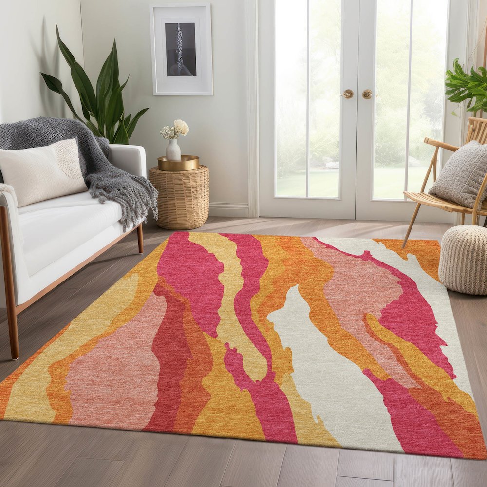 Premium Machine Washable Mayfield AMF1047 Blush 10' x 14' Rug. Picture 6